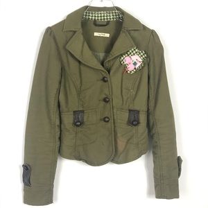 FREE PEOPLE Moto Jacket Olive Army Green Military